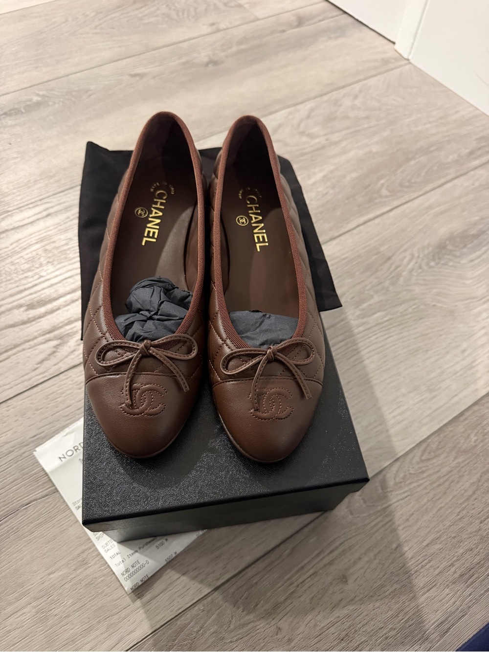 CHANEL Brown Quilted Leather Ballet Flats 8.5 - Picture 4 of 10